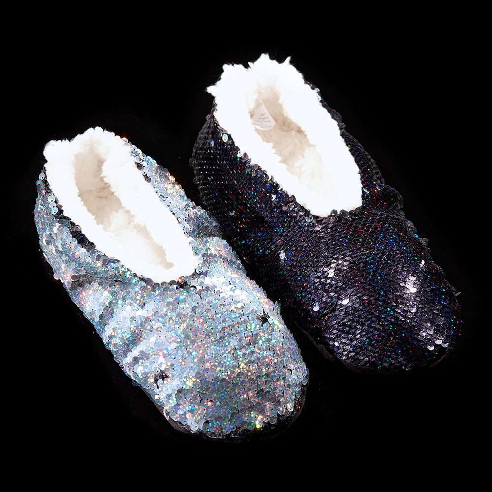 Silver discount sequin slippers