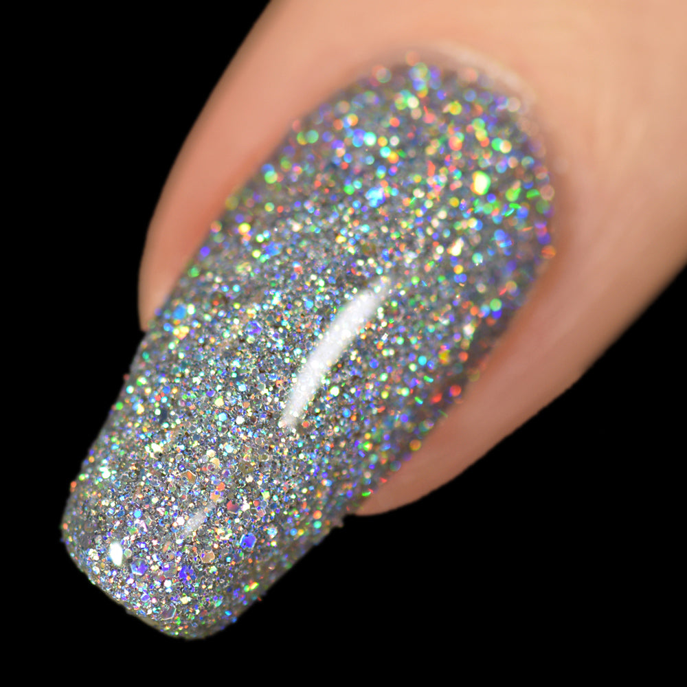 Silver Rainbow Holographic Vegan Nail Polish Silver Glitter Holo